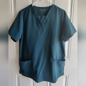 Set of Mandala Scrubs in Teal. Top is a Large, Bottom is a Medium Petite